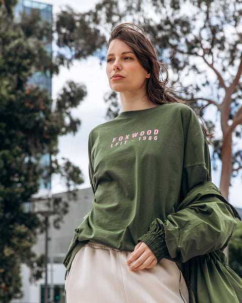 Foxwood Authentic L/S Tee Olive | Shine On NZ