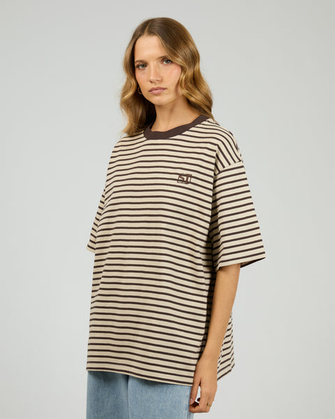 Silent Theory Foundation Stripe S/S Tee Chocolate | Shine On NZ