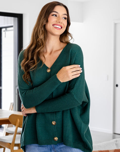 Bee Maddison Chelsea Knit Cardigan Forest | Shine On NZ