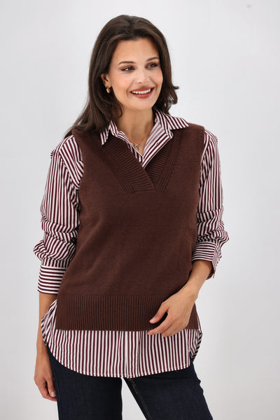 Shine On Label Elise Knitted Vest Chocolate | Shine On NZ