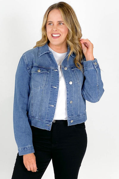 Sass Darcy Denim Jacket 80 Wash Shine On Nz