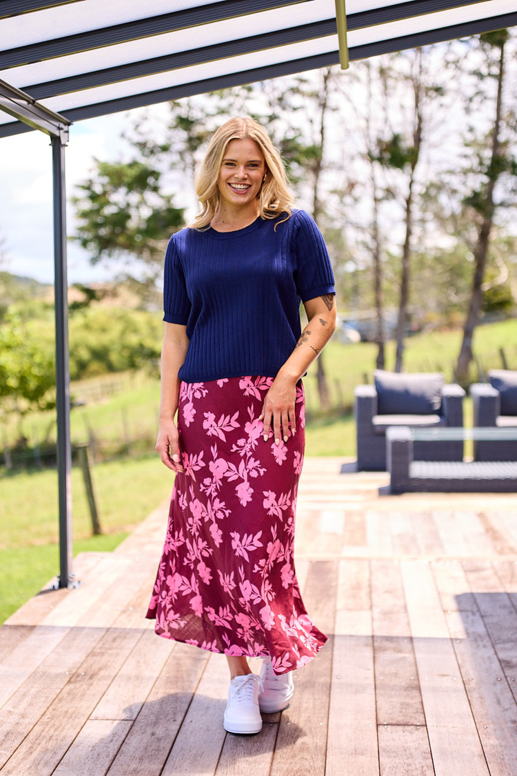 Shine On Label Katie Rib Top Navy | Shine On NZ
