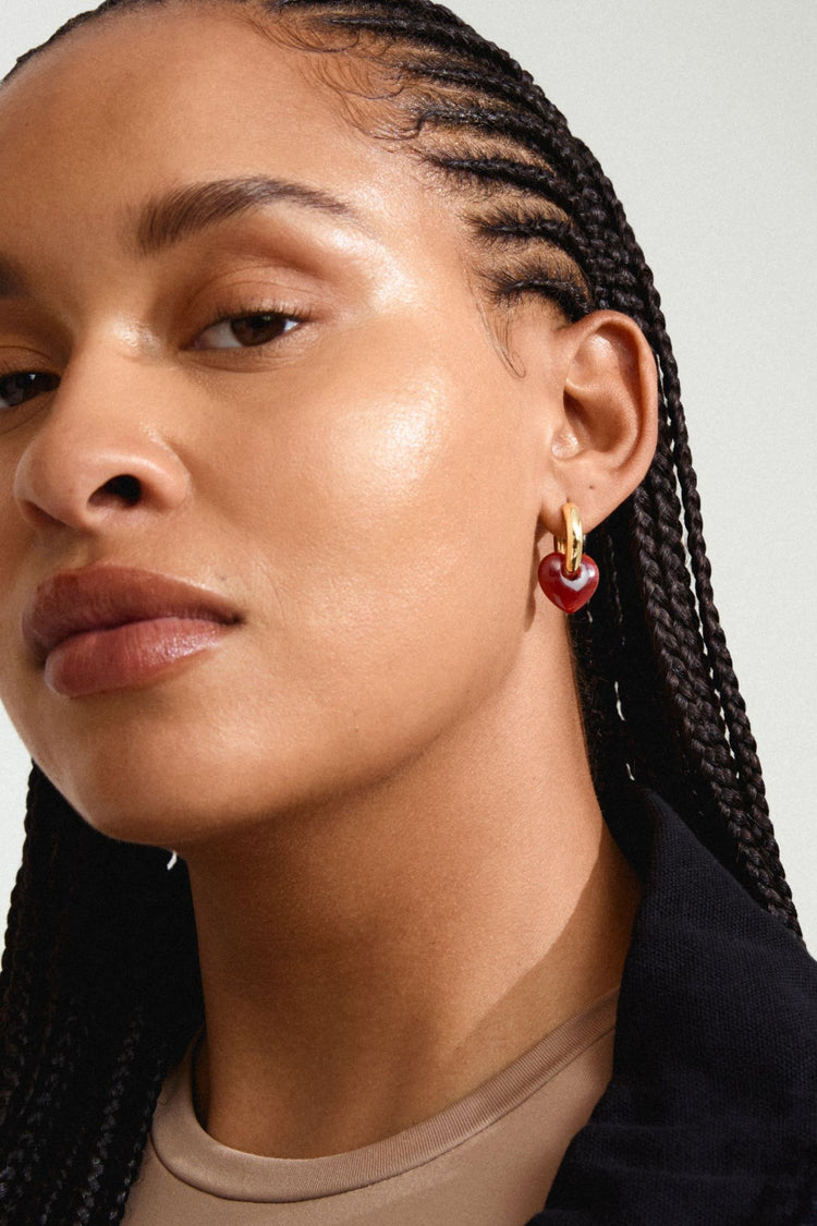 Pilgrim Kendall Recycled Earrings Gold Red | Shine On NZ