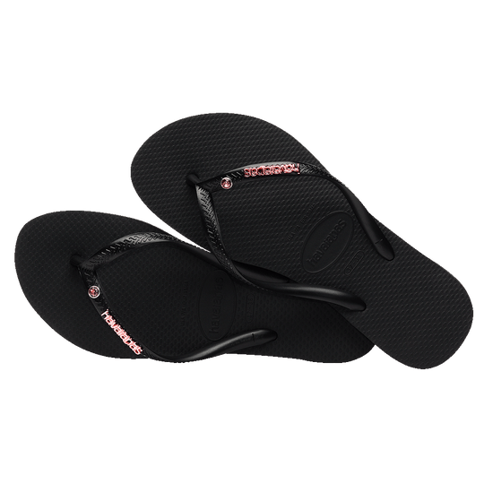Black havaianas metal logo sales