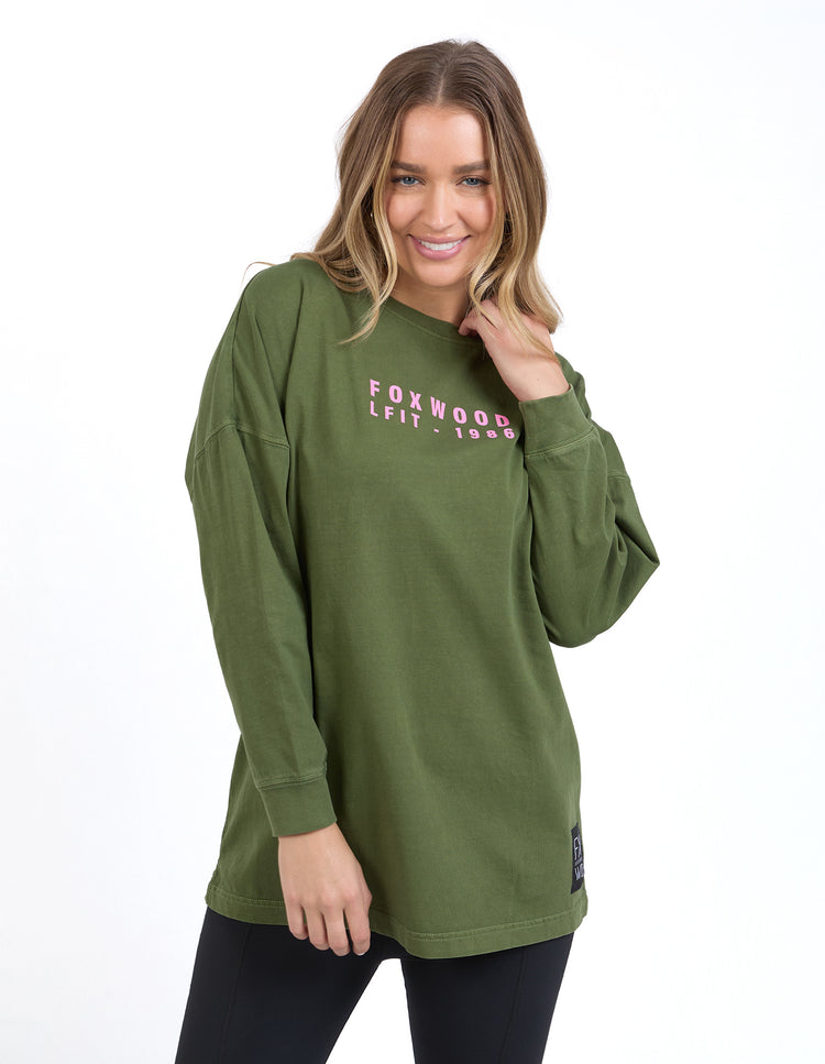 Foxwood Authentic L/S Tee Olive | Shine On NZ