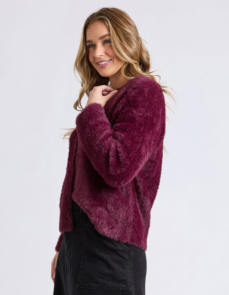 Foxwood Kenny Button Cardi Wine | Shine On NZ Foxwood Kenny Button Cardi Wine | Shine On NZ