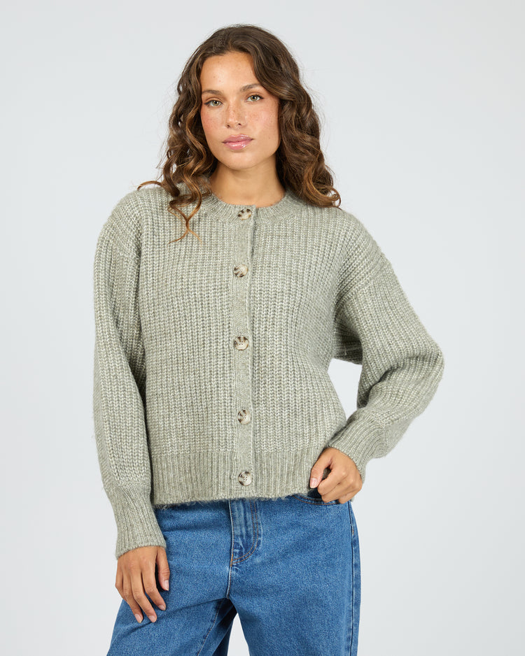 Silent Theory Mari Knit Cardigan Khaki Marle | Shine On NZ