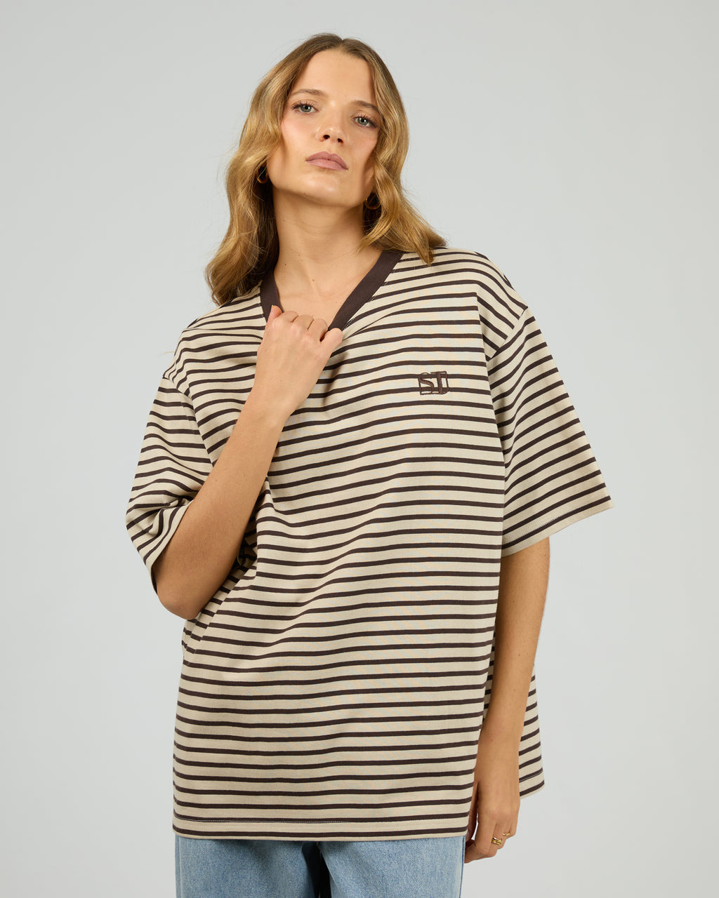 Silent Theory Foundation Stripe S/S Tee Chocolate | Shine On NZ