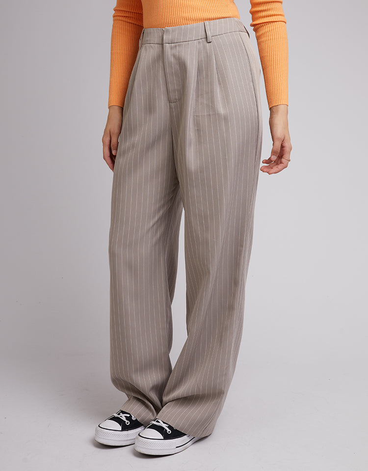 Jules Pinstripe Wide Leg Trousers / Black