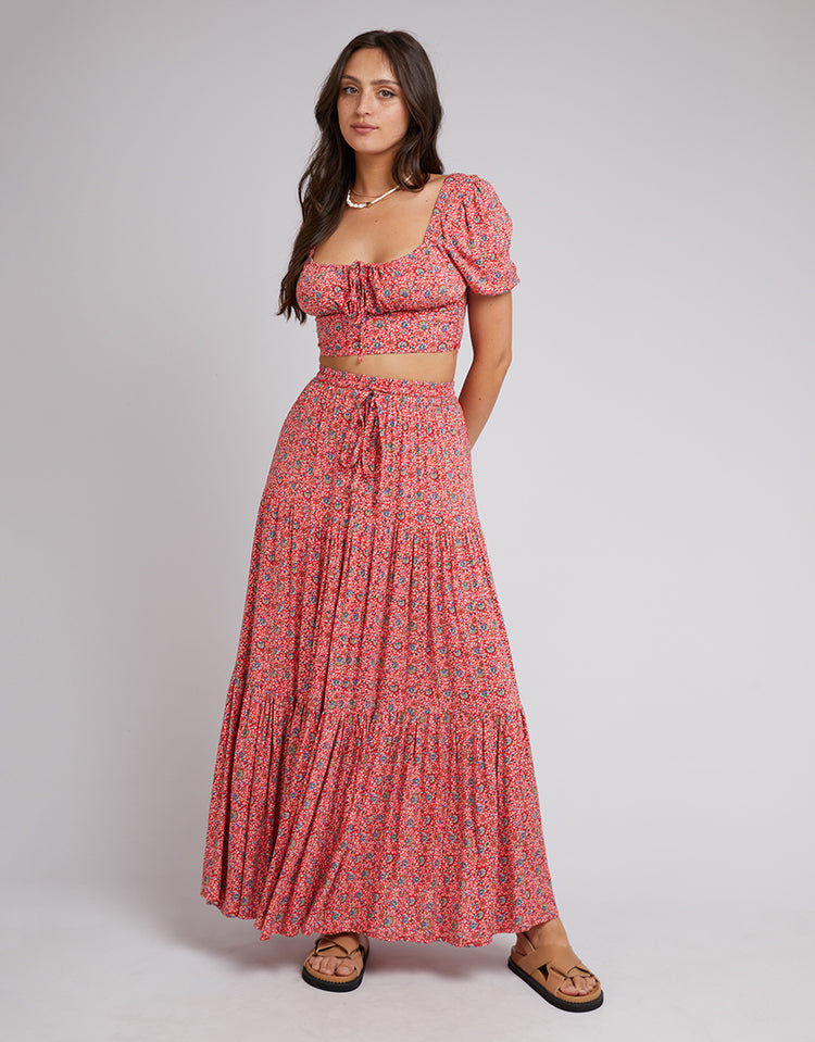 Pink and outlet red maxi skirt