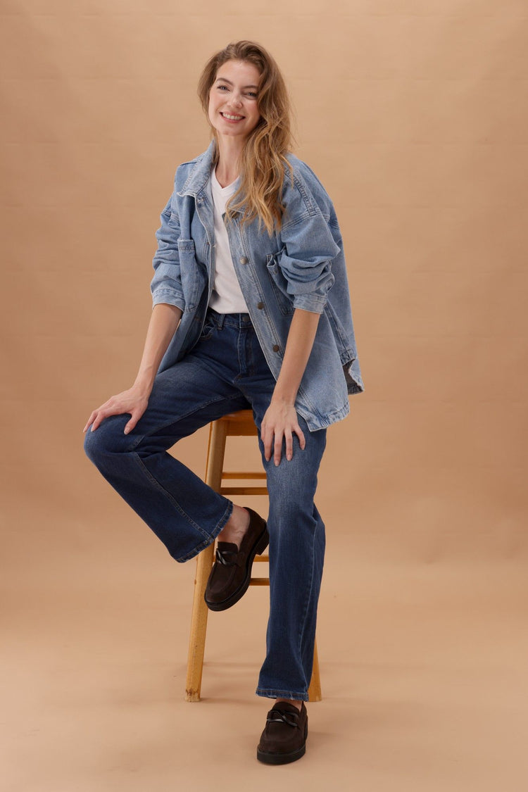 All About Eve Dale Shacket Light Blue | Shine On NZ