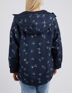 Navy floral outlet raincoat