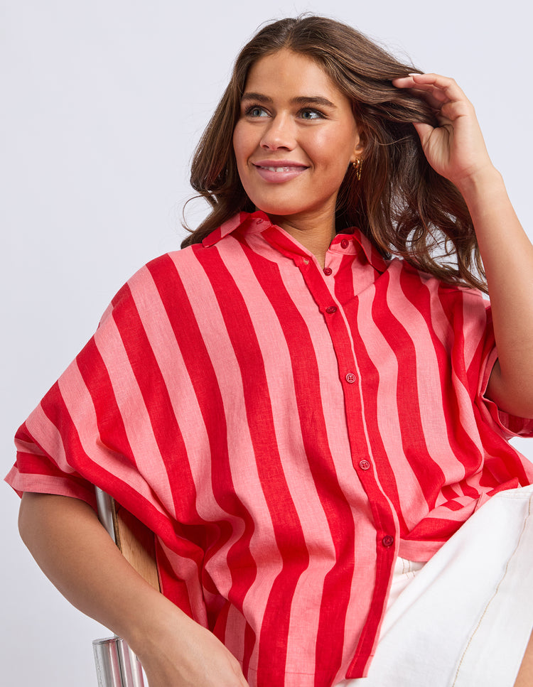 Elm Palermo Stripe Shirt Poppy | Shine On NZ