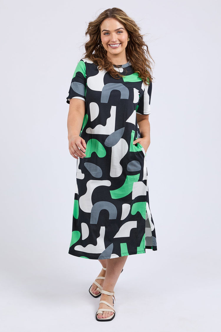 Elm Stijl Dress Abstract Yardage Print