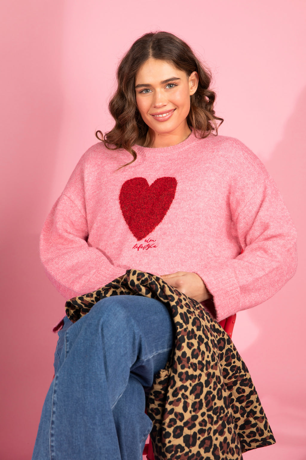 Elm Intersia Heart Knit Quartz Pink | Shine On NZ