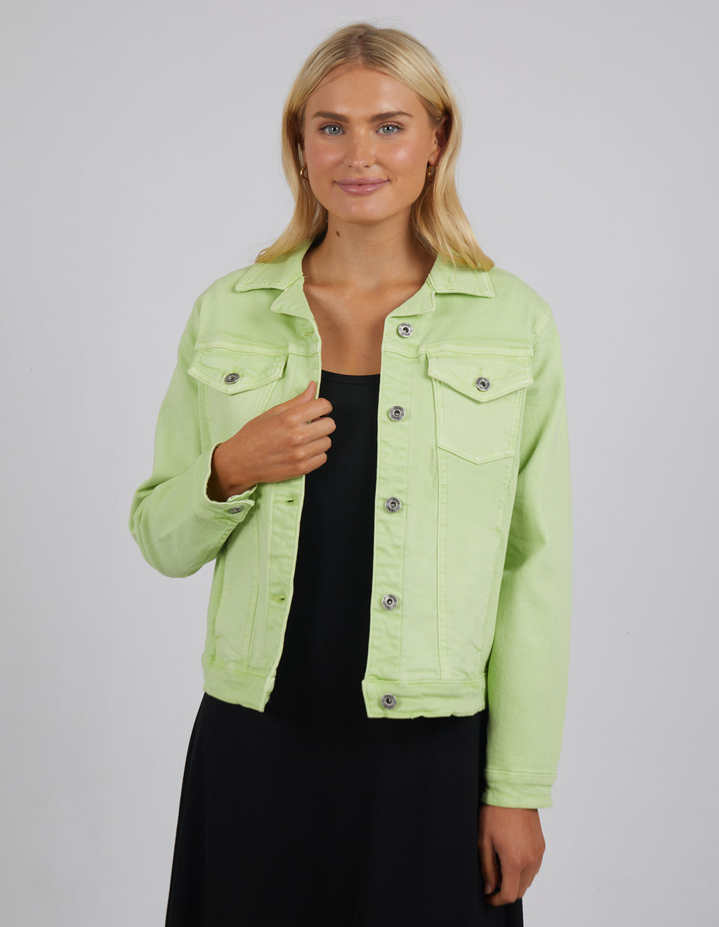 Lime sales denim jacket