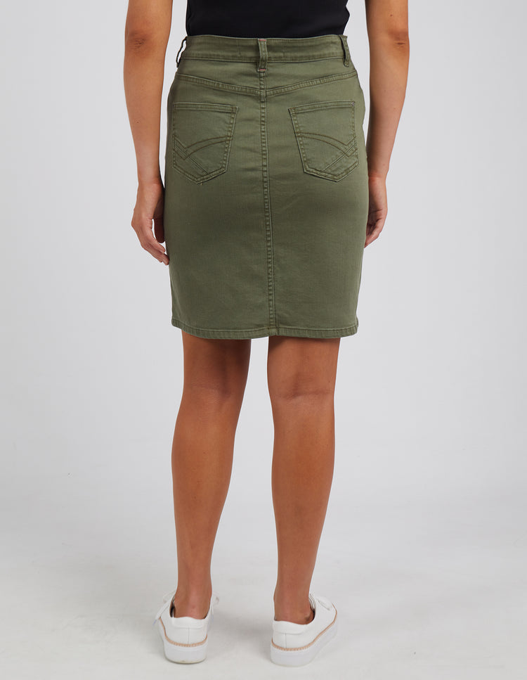 Khaki Denim Ruched Utility Midi Skirt | New Look