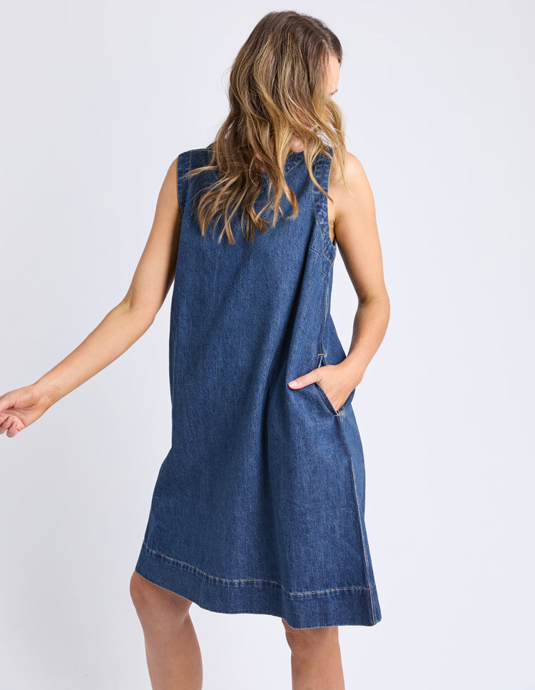 Elm Sonny Denim Dress Dark Blue