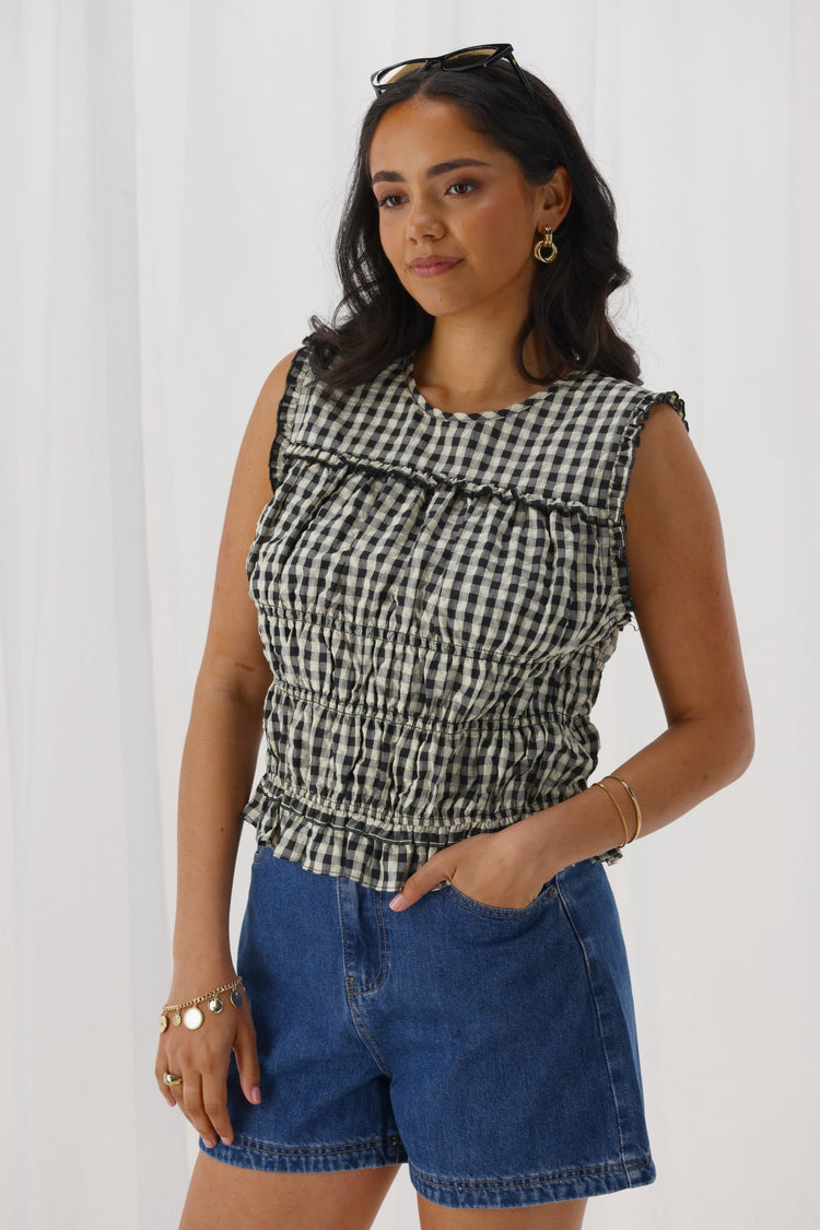 トップス Ava gingham check tops AM1680 ANDMARY】Ava gingham check tops