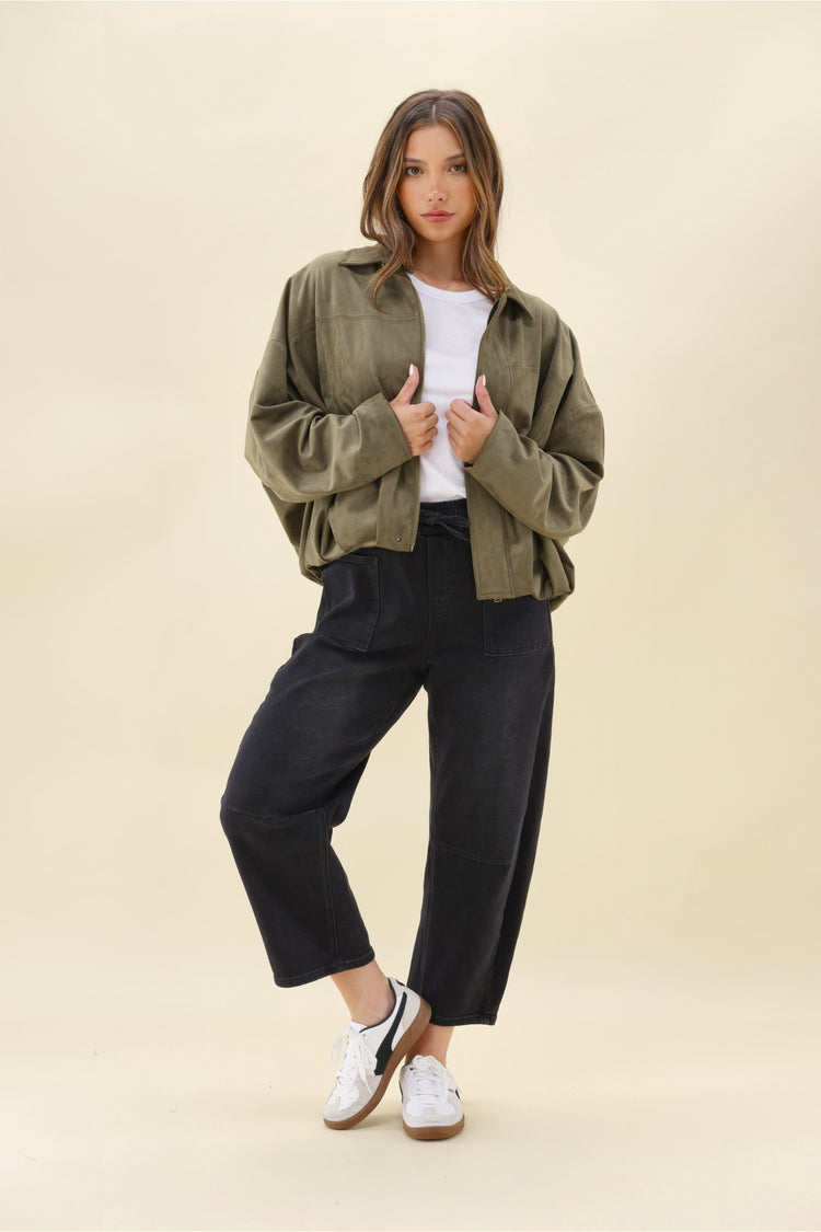 Ayva Dylan Suede Jacket Khaki | Shine On NZ