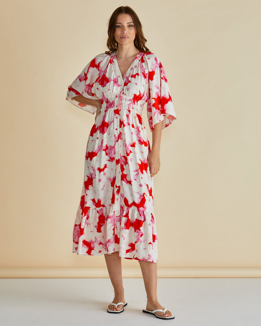 Betty Basics Moxie Dress Red Floral Print | Shine On NZ