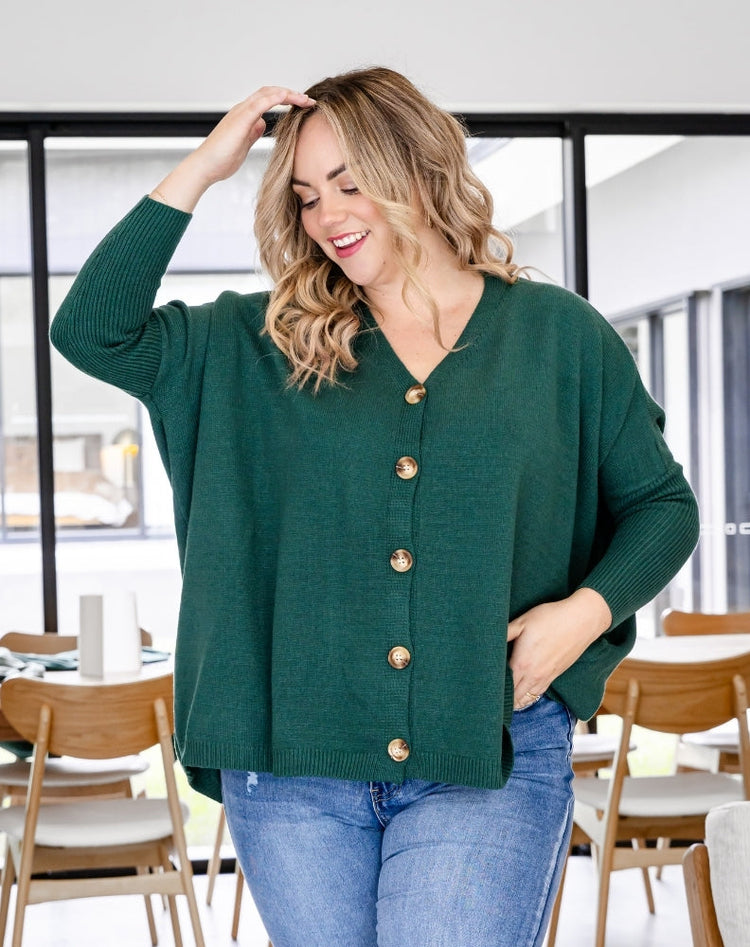 Bee Maddison Chelsea Knit Cardigan Forest | Shine On NZ