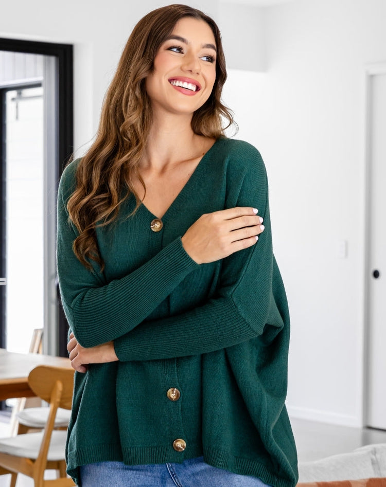 Bee Maddison Chelsea Knit Cardigan Forest | Shine On NZ