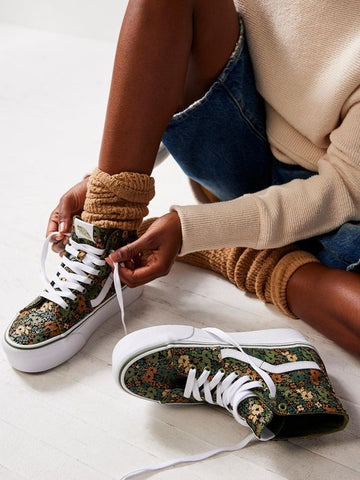 Vans Sk8 Hi Tapered Stackform Camo Floral Loden Green Shine On NZ