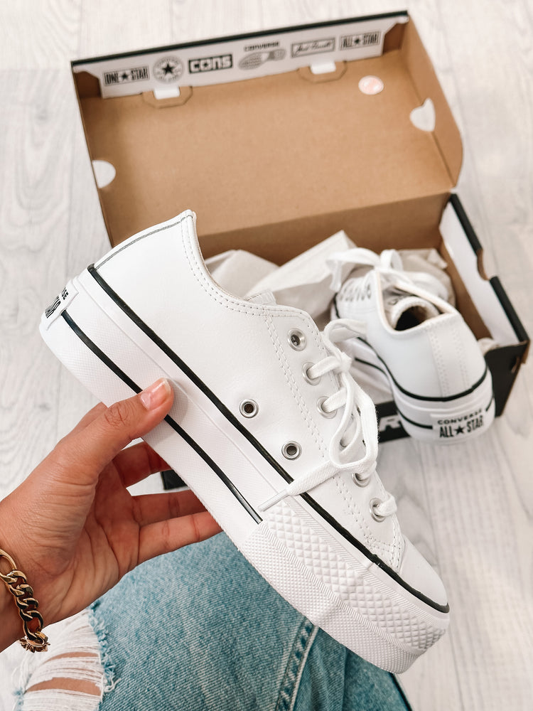 White platform hot sale converse leather