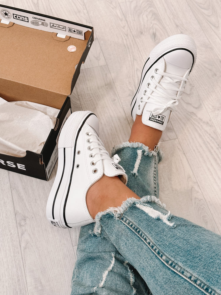 Chuck Taylor All Star Lift - Leather - Low White - Converse Shoes NZ | On NZ