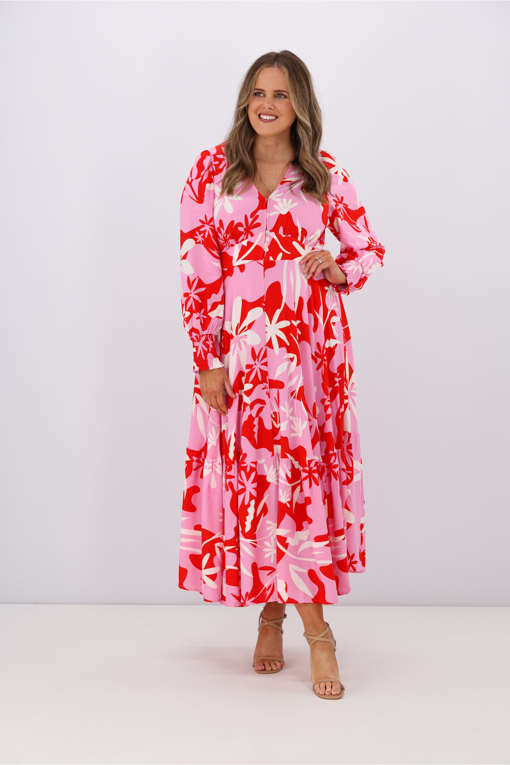 Dress pink and red sale