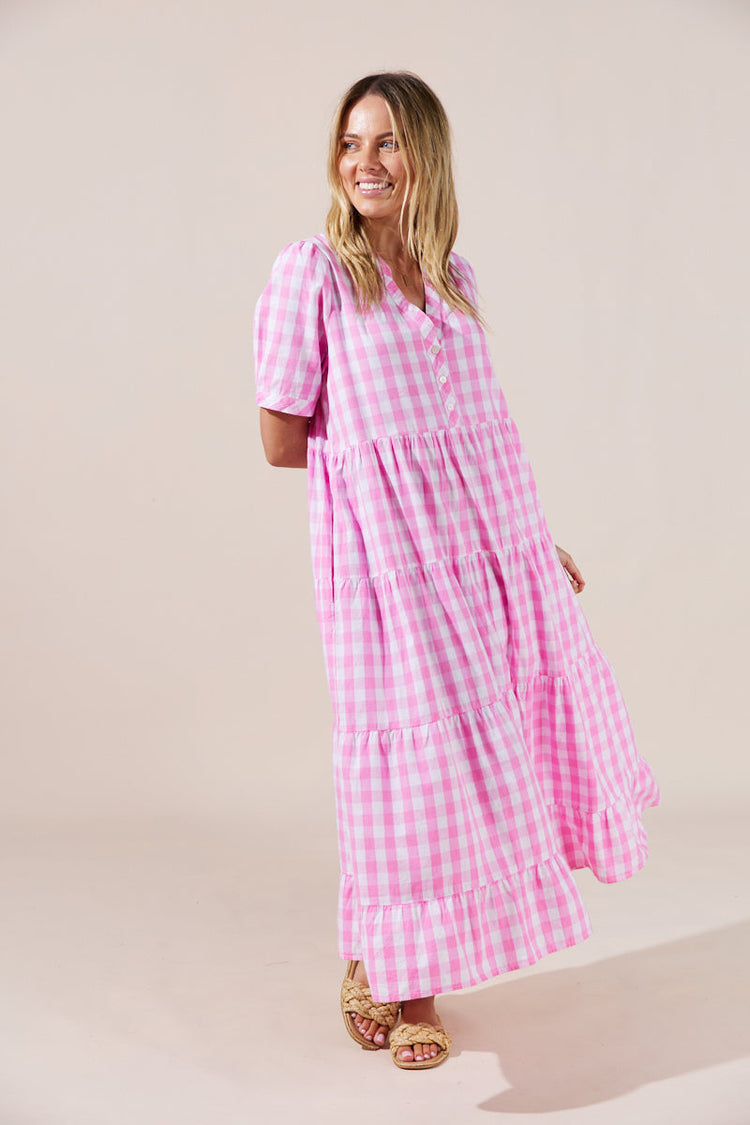 Women's Pink Gingham Caprice Dress