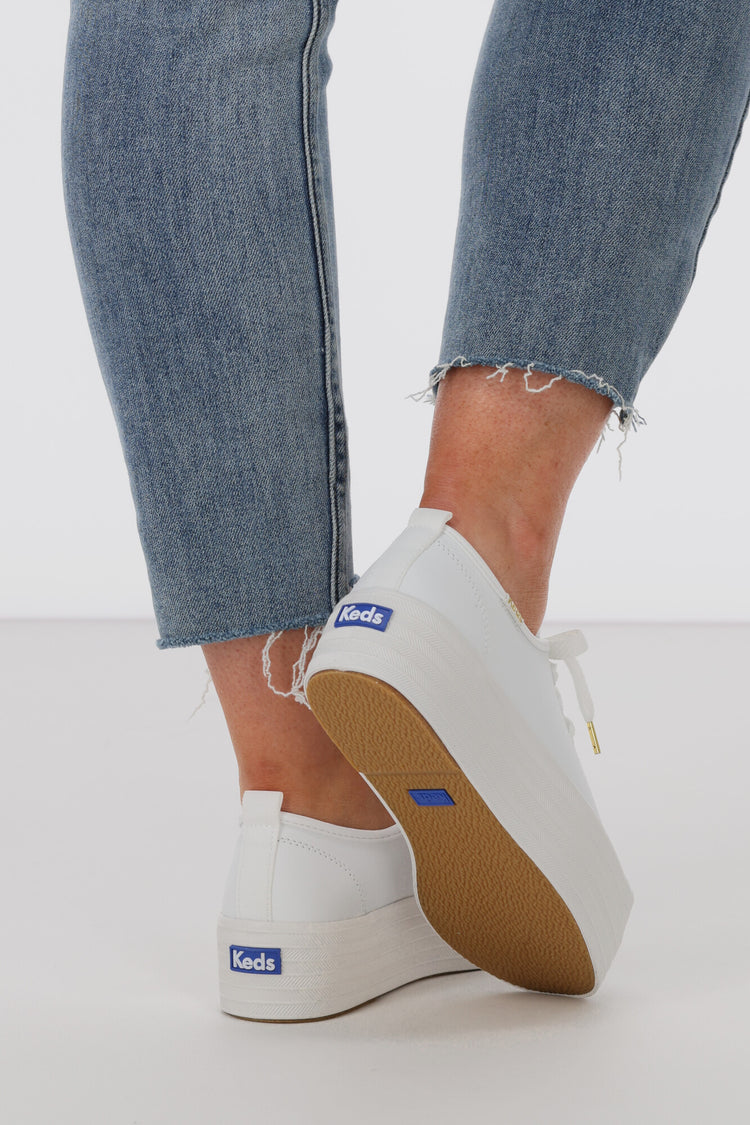 Keds Triple Up Leather Sneaker White Shine On NZ