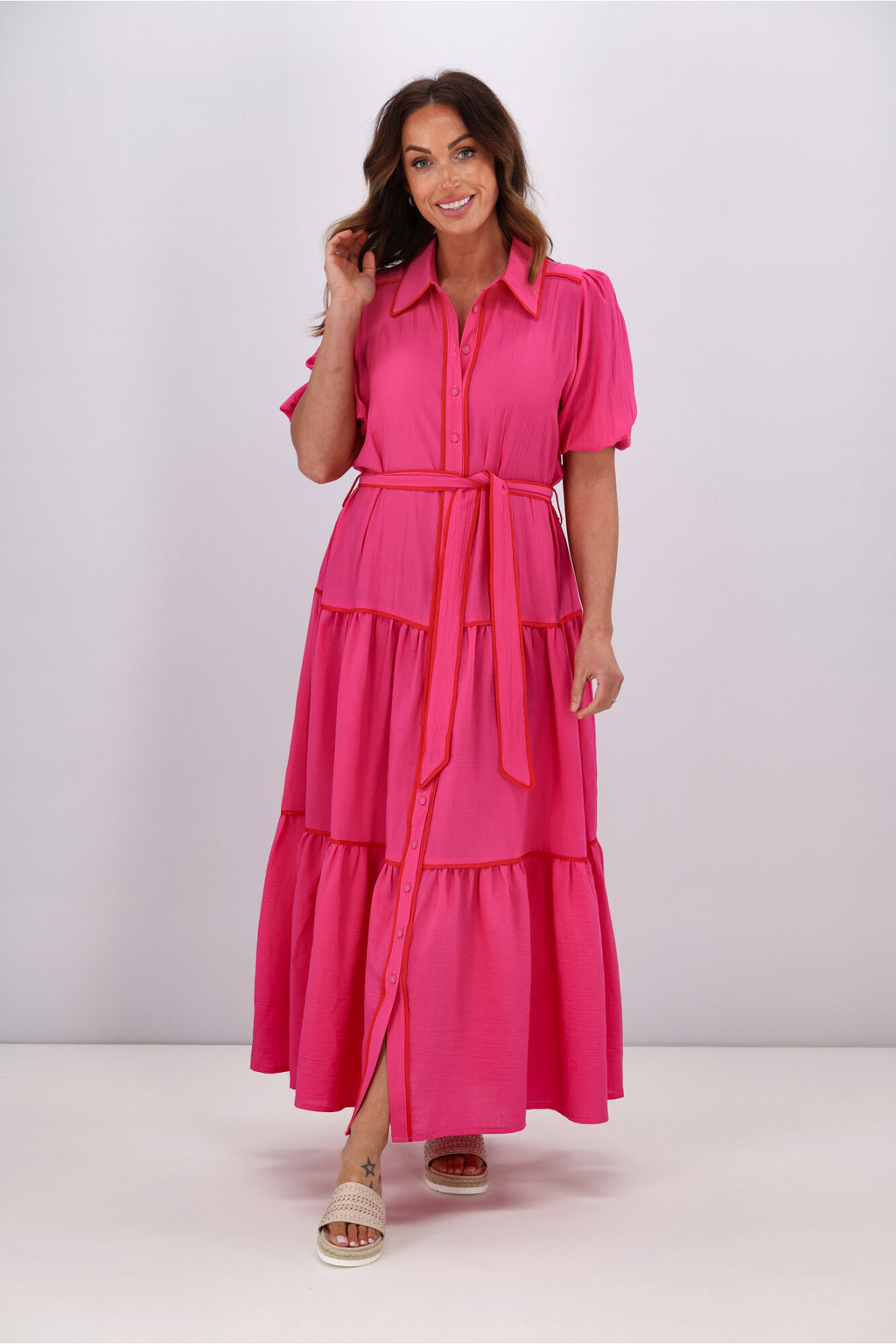 Lillie Mia Annabel Maxi Dress Hot Pink Shine On NZ