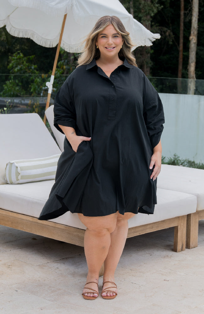 PQ Collection Loloma Shirt Dress Black | Shine On NZ