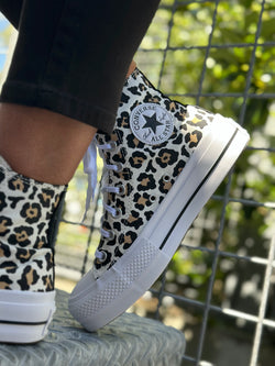 Grey leopard print best sale converse