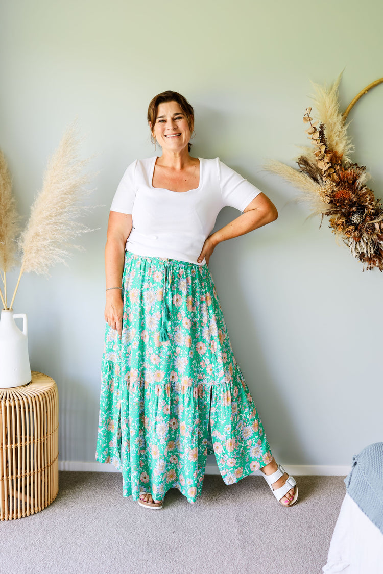 Green maxi skirt clearance quilt