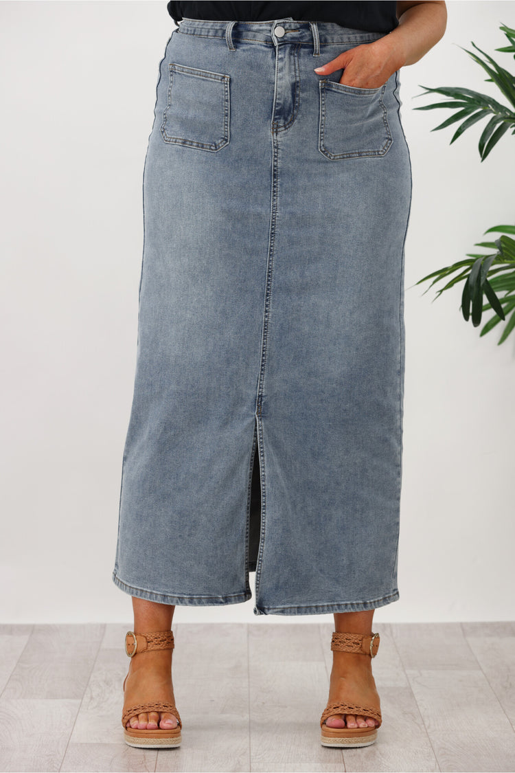 High waisted hotsell denim skirt nz