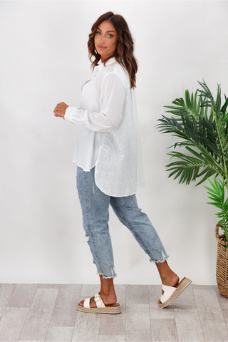 Shine On Label Odette Broderie Back Shirt White | Shine On NZ