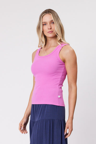 Shine On Essentials Rib Tank Super Pink | Shine On NZ