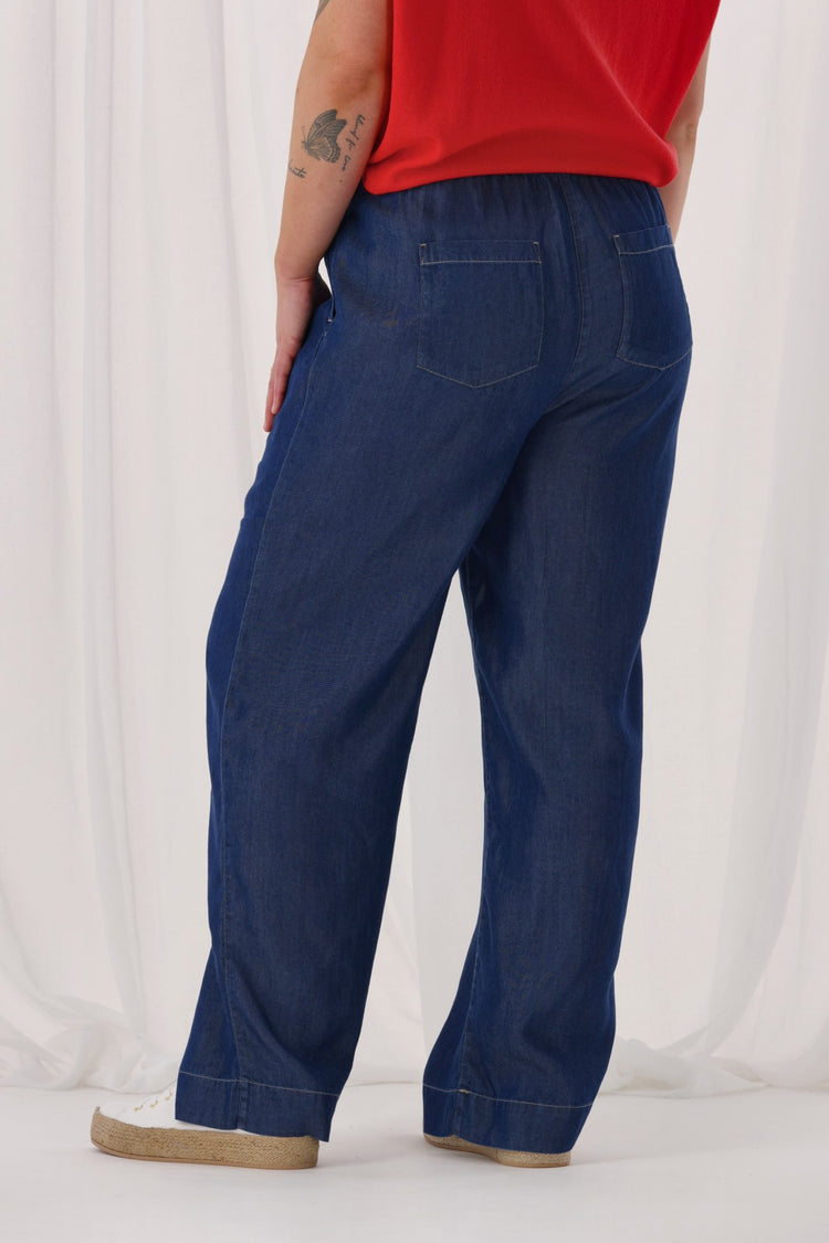  × everyone Pants “Legend Ink” L Shine On Label Denvah Lyocell Wide Leg Pant Indigo | Shine On NZ