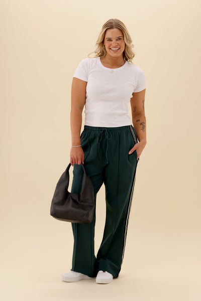 Shine On Label Maja Side Stripe Pants Green | Shine On NZ