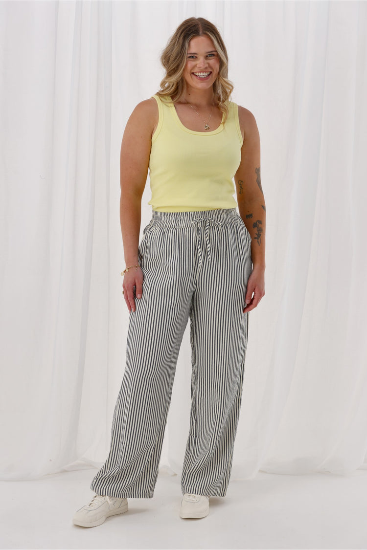 Shine On Label Tazelyn Wide Leg Pant Midnight Natural Stripe