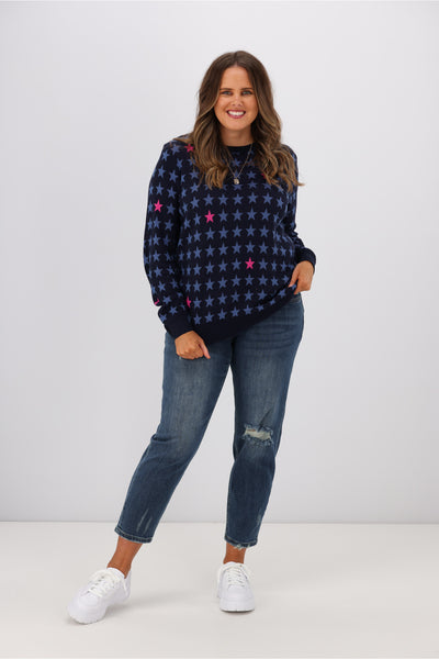 Sugarhill Brighton Rosie Jumper Colourpop Stars Navy | Shine On NZ