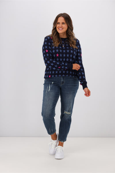 Sugarhill Brighton Rosie Jumper Colourpop Stars Navy | Shine On NZ