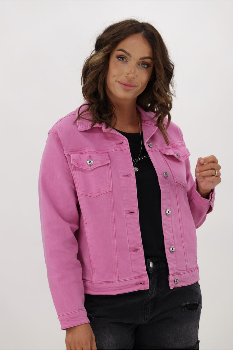 Custom Bridal Embroidered Pink Denim Jacket – Kelly Anne Embroidery