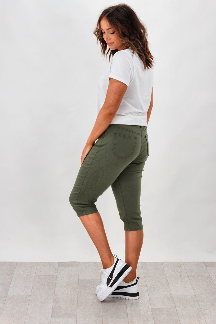 Wakee Mandy Capri Pants Khaki