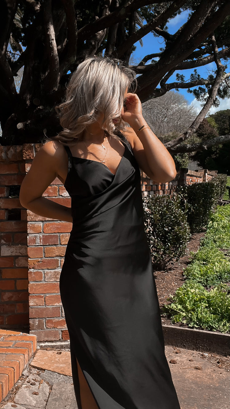 Black slip dress sales nz