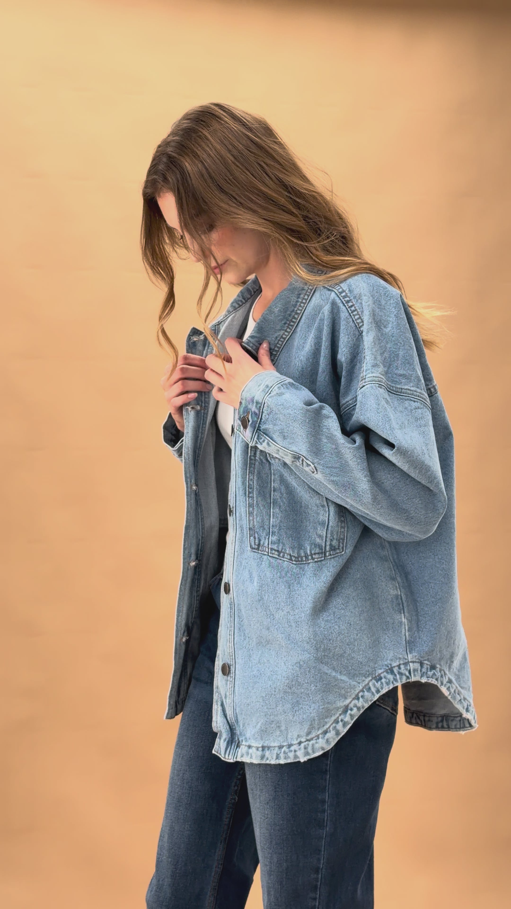 All About Eve Dale Shacket Light Blue | Shine On NZ