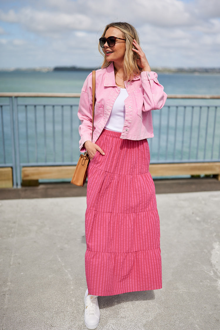 sinoon stripe maxi skirt pink シヌーン　新作　25 sinoon stripe maxi skirt pink シヌーン 新作 25
